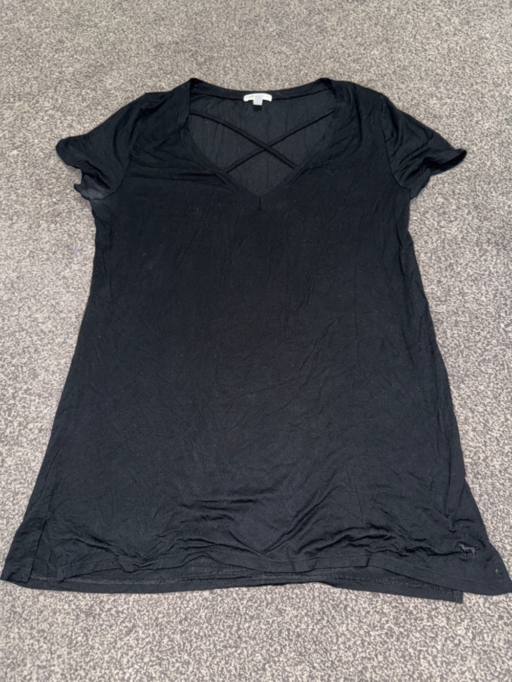 PINK Victoria’s Secret Black Tee Small Super Soft Casual Basic Loose Fit T Shirt